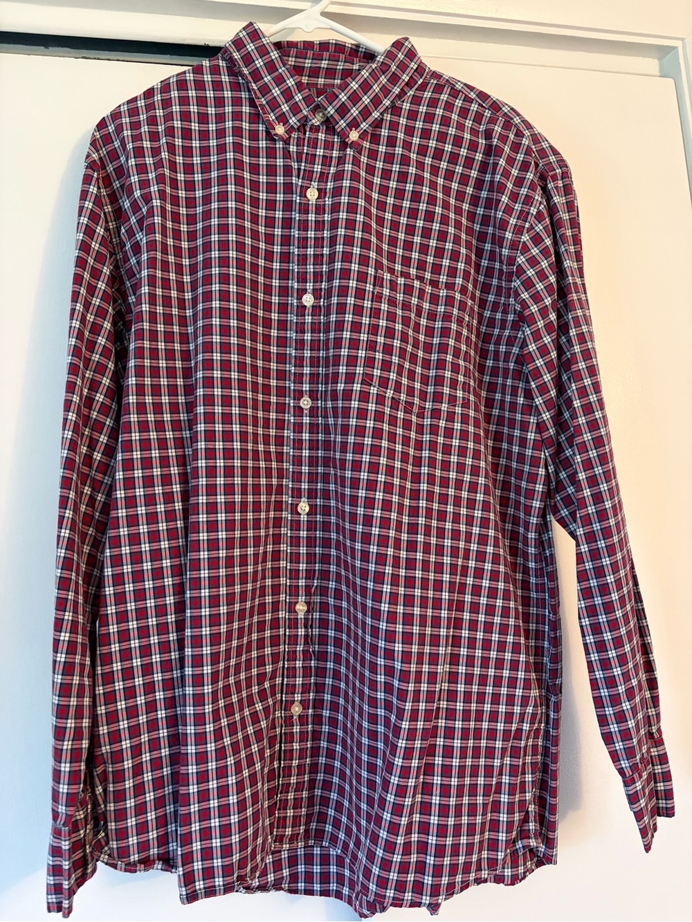 Sonoma Red and White Plaid Button-Down Dress Shirt